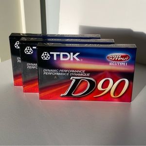 TDK D 90 Blank Cassette Tapes High Output ICEI/Type I -NEW Sealed NIP Set Of 3